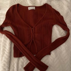 Urban Outfitters Long Sleeve Burgundy Top Ribbed
